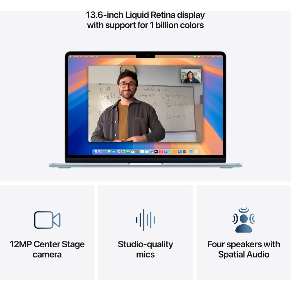 Laptop APPLE MacBook Air 13 review — Imagine 7 Laptop APPLE MacBook Air 13 mc6t4ro/a, Apple M4, 13.6" Retina Display, 16GB, SSD 256GB, 8-core GPU, macOS Sequoia, Sky Blue, Tastatura layout INT, Manual RO — imagine 7