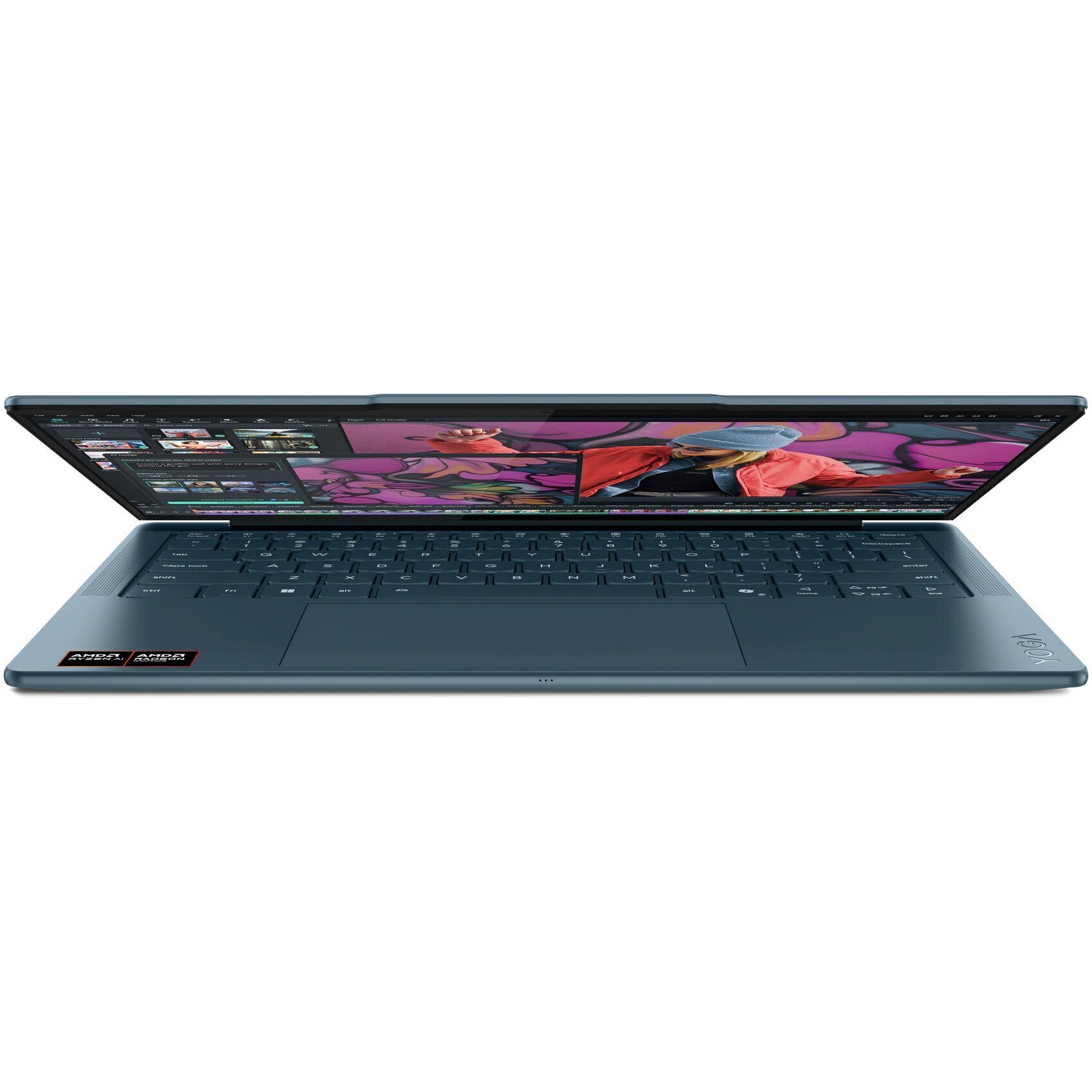 Laptop Lenovo Yoga Slim 7 14AKP10 cu procesor AMD Ryzen™ AI 7 350 pana la 5.0GHz, 14" 2.8K WQXGA+ , OLED, 120Hz, 32GB LPDDR5x RAM, 1TB SSD, AMD Radeon™ 860M Graphics, Windows® 11 Home, Tidal Teal, 3y on-site Premium Care — imagine 4
