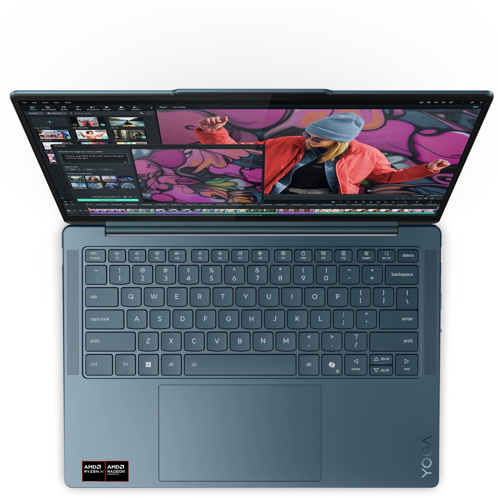 Laptop Lenovo Yoga Slim 7 14AKP10 cu procesor AMD Ryzen™ AI 7 350 pana la 5.0GHz, 14" 2.8K WQXGA+ , OLED, 120Hz, 32GB LPDDR5x RAM, 1TB SSD, AMD Radeon™ 860M Graphics, Windows® 11 Home, Tidal Teal, 3y on-site Premium Care — imagine 5