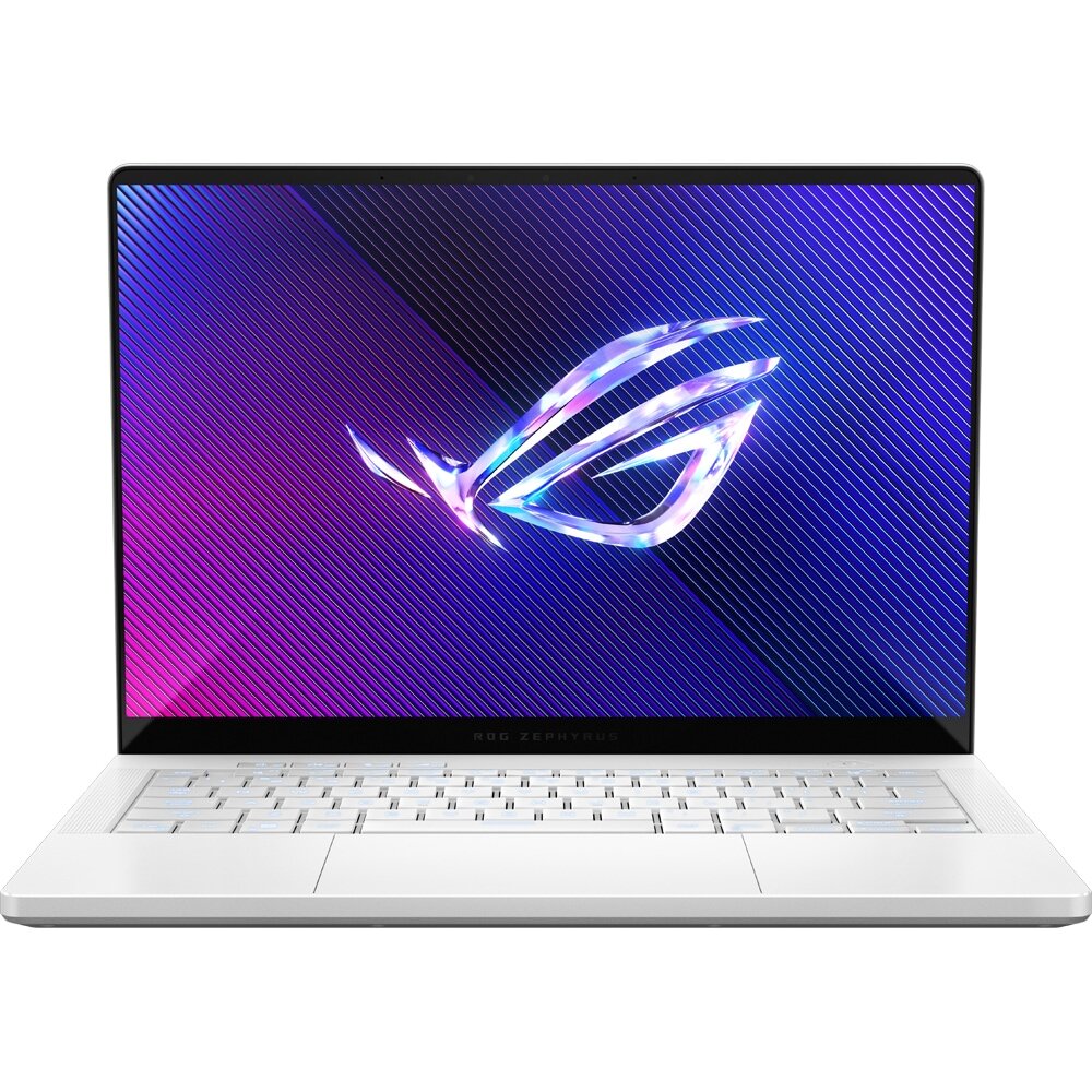 ASUS ROG Zephyrus G14 OLED GA403WW-QS082X review Laptop Gaming ASUS ROG Zephyrus G14 OLED GA403WW-QS082X, AMD Ryzen AI 9 HX370 pana la 5.1GHz, 14" 3K, 64GB, SSD 2TB, NVIDIA GeForce RTX 5080 8GB, Windows 11 Pro, Platinum White — imagine 1