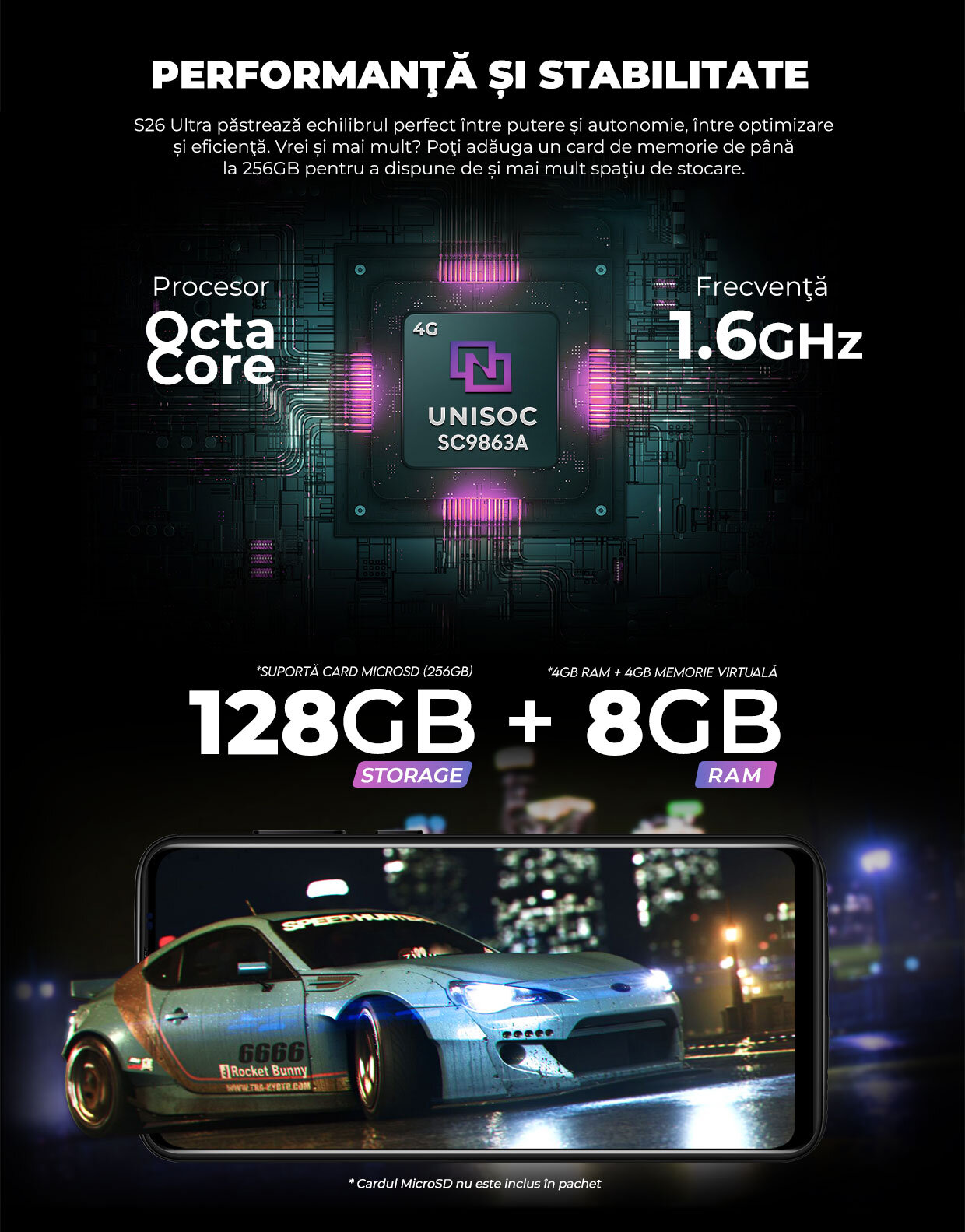 iHunt S26 Ultra review — Imagine 3 Telefon mobil iHunt S26 Ultra, 4G, Dual SIM, 6.52" HD+ IPS, Octa-Core, 8GB RAM, 128GB, Radio FM, Deblocare Faciala, 4850mAh, Android 14, Black — imagine 3