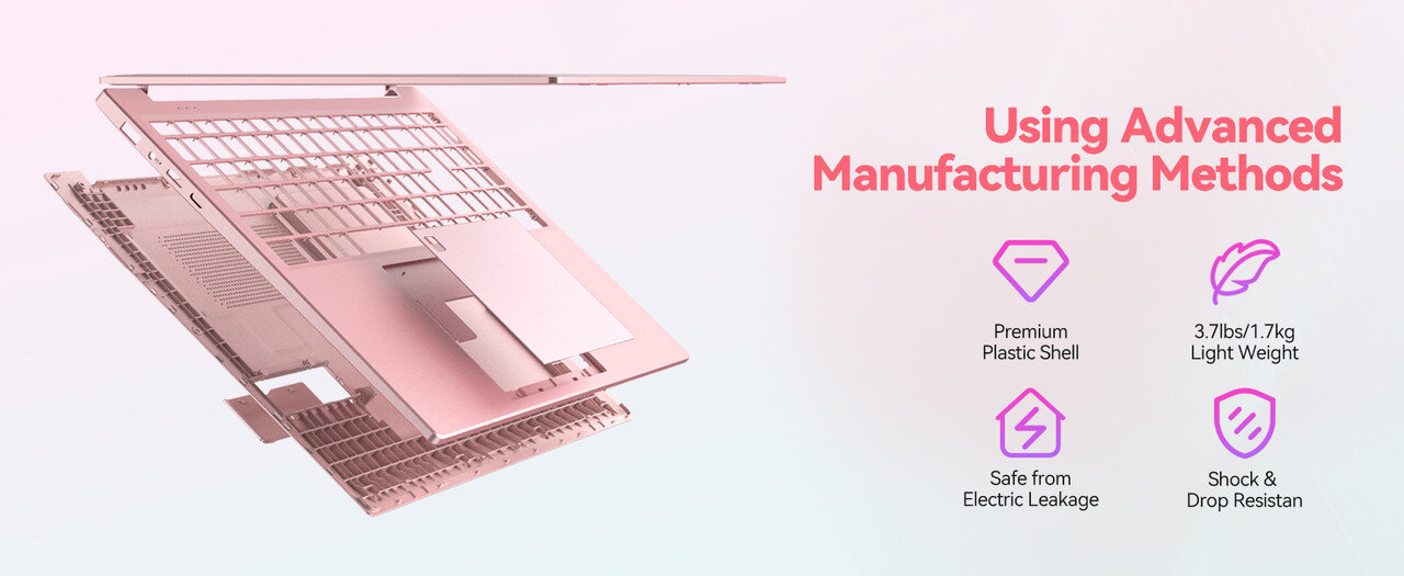Laptop Auusda, Procesor Intel Corel i3 1000NG4 (pana la 3.2 GHz),, 16GB, SSD 1TB, Roz, 16" FHD, Windows 11 Pro, Intel Iris Plus Graphics, Roz — imagine 5