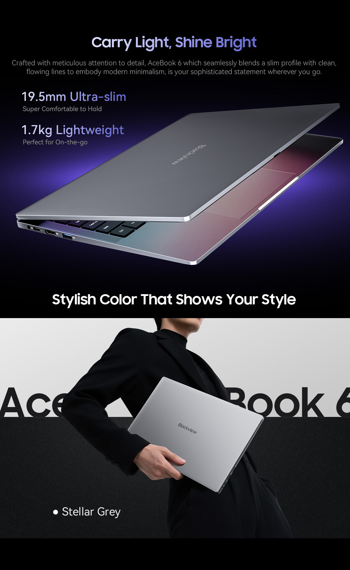 Laptop Blackview Acebook 6 review — Imagine 2 Laptop Blackview Acebook 6, 16GB DDR4 512GB SSD, Intel N150 3.6GHz/ Intel UHD Graphics, Win11 Home, 38Wh, 15.6" FHD+, HDMI 2.0, Bluetooth 5.0, USB 3.0, WLAN 5G, Gri — imagine 3