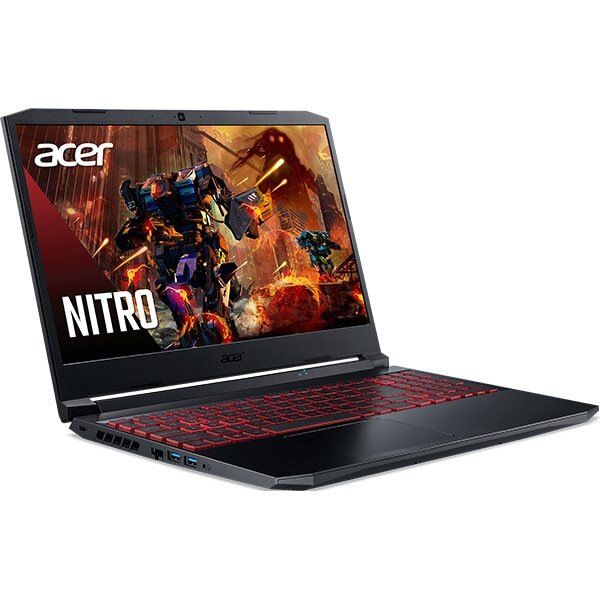 Laptop Gaming ACER Nitro 5 AN515-57-58RP review Laptop Gaming ACER Nitro 5 AN515-57-58RP, Intel Core i5-11400H pana la 4.6GHz, 15.6" Full HD, 16GB, SSD 512GB, NVIDIA GeForce RTX 3050 4GB, Free DOS, negru — imagine 1