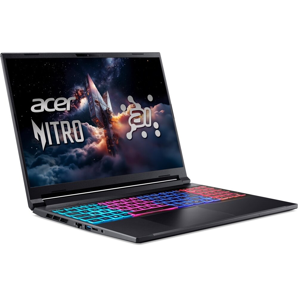 ACER Nitro V16S AI review Laptop Gaming ACER Nitro V16S AI ANV16S-61-R7T3, AMD Ryzen AI 9 365 pana la 5GHz, 16" WQXGA, 32GB, SSD 1TB, NVIDIA GeForce RTX 5070 8GB, Free DOS, Black — imagine 1