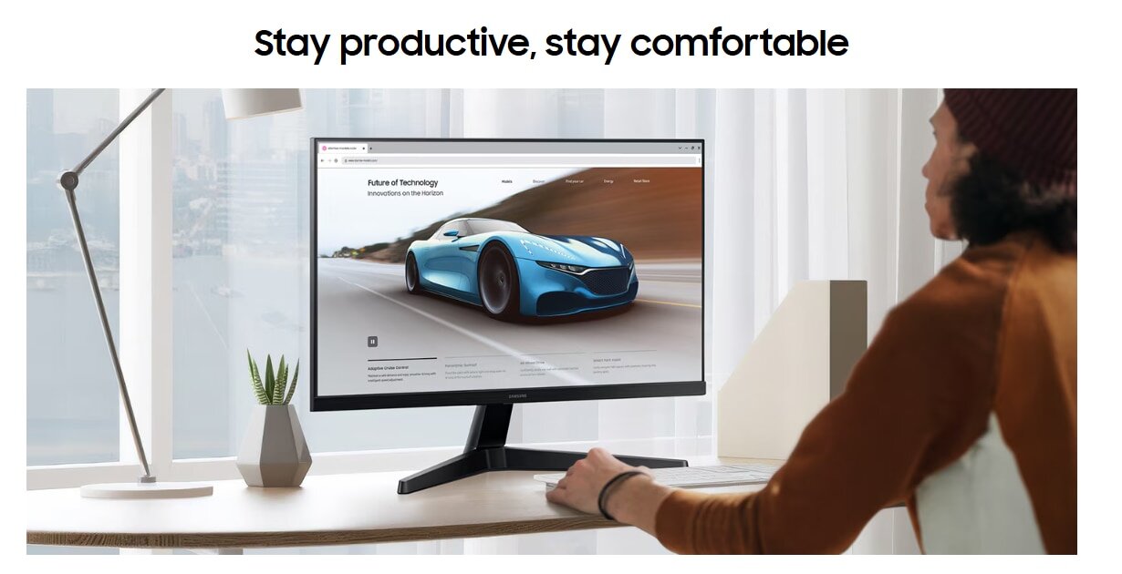 Monitor Samsung 24" VA, FHD (1920 x 1080), 100Hz, 5ms, 250cd/㎡, HDMI/D-Sub, Eye Saver, Flicker Free, Negru — imagine 1