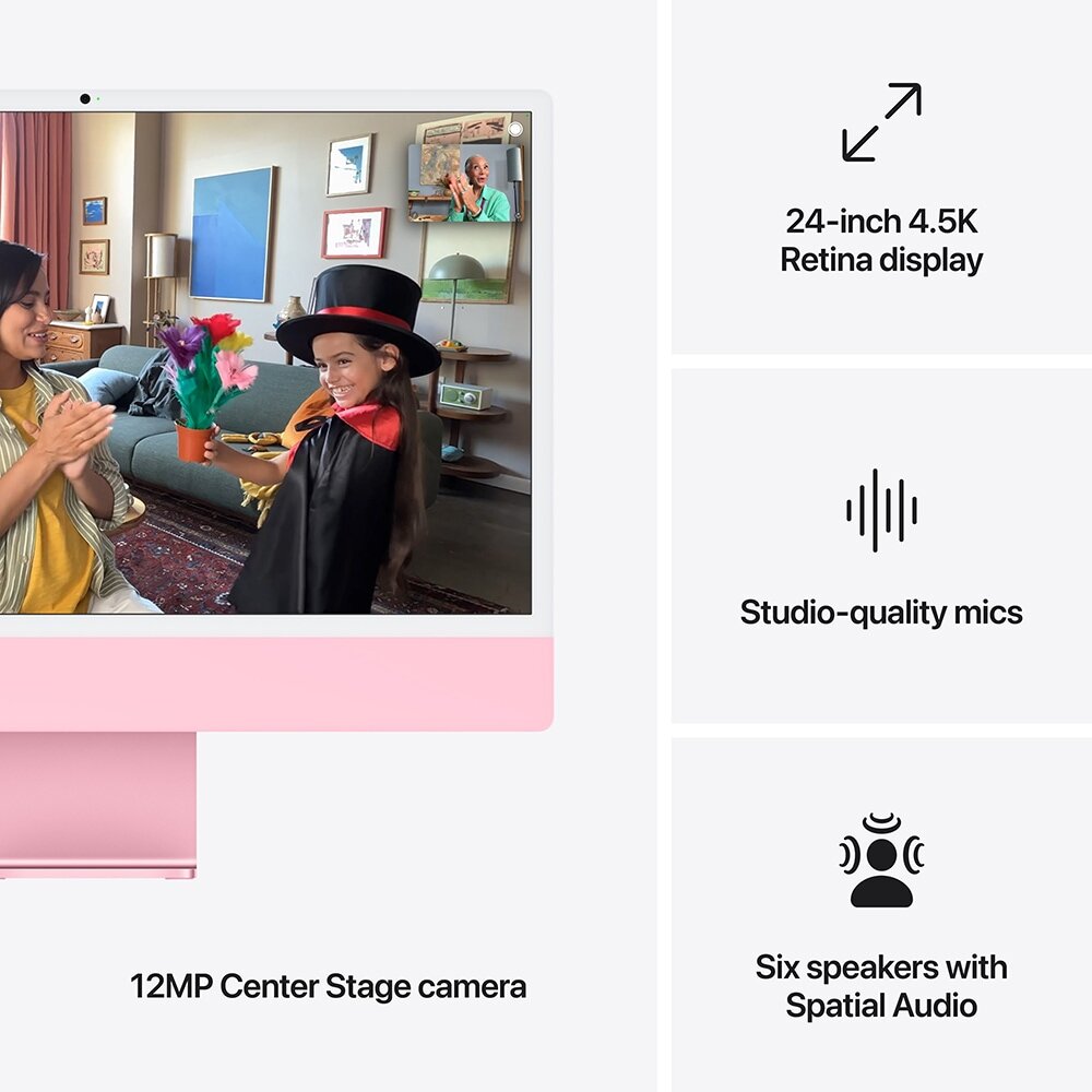 Sistem PC All in One APPLE iMac (2024) review — Imagine 6 Sistem PC All in One APPLE iMac (2024) z1k60013w, Apple M4, 24" Retina 4.5K, 24GB, SSD 512GB, 10-core GPU, macOS Sequoia, Pink, Tastatura layout INT — imagine 6