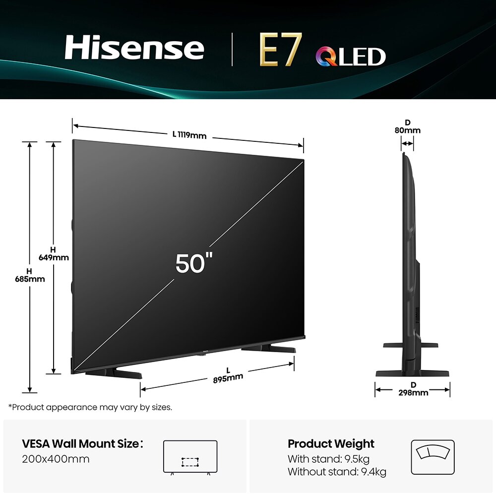 Televizor HISENSE 50E7Q review — Imagine 5 Televizor QLED Smart HISENSE 50E7Q, Ultra HD 4k, 126cm — imagine 5