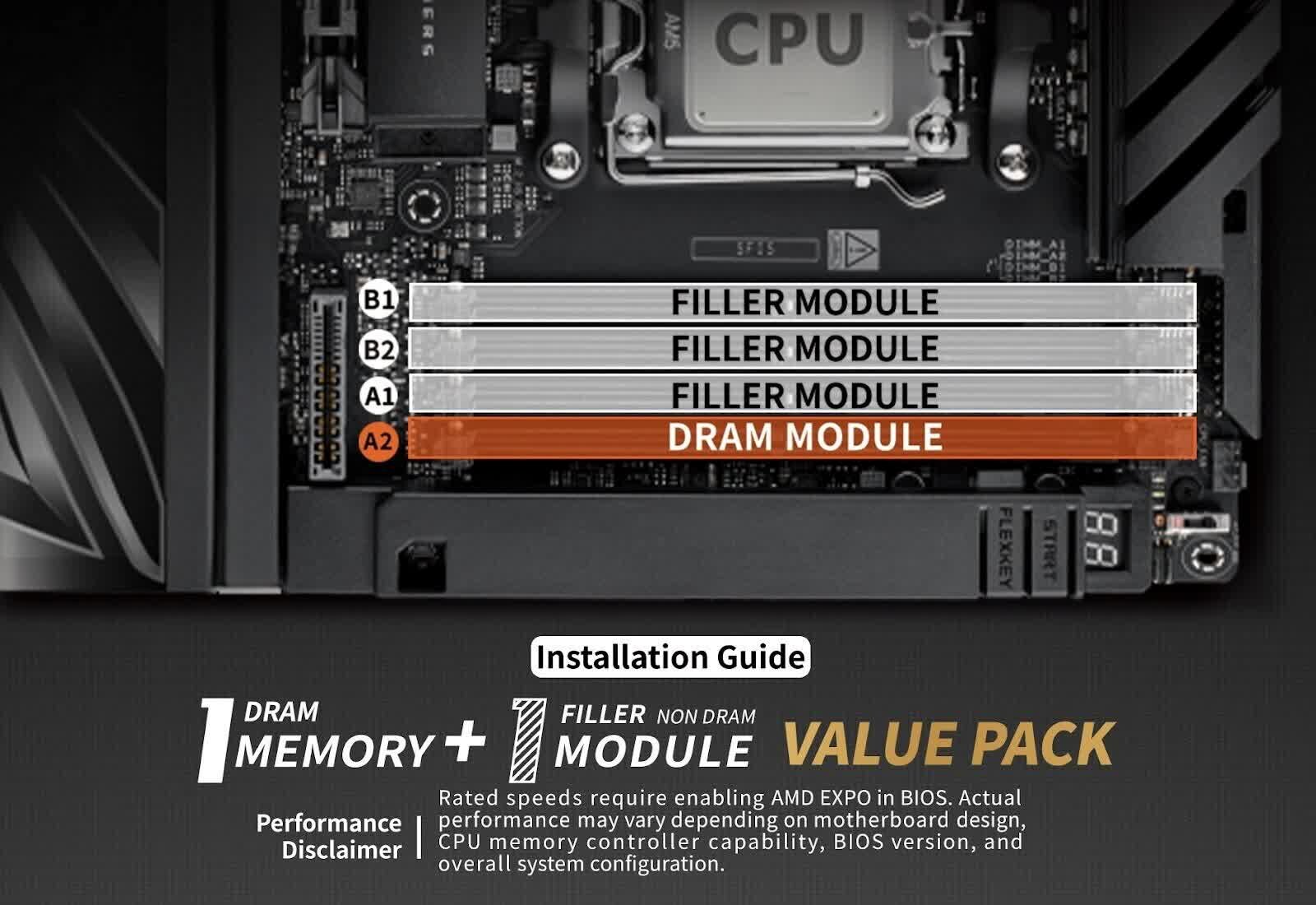 V-Color DDR5 1+1 lansare — Imagine 3 It's come to this: V-Color to launch 1+1 DDR5 value pack with one RAM stick and one filler module — imagine 3